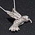 Burn Silver Diamante 'Bird' Pendant Necklace - 38cm Length/ 8cm Extension - view 5