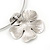 Burn Silver Tone Textured Flower Pendant Choker Necklace - 35cm Length - view 6