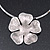 Burn Silver Tone Textured Flower Pendant Choker Necklace - 35cm Length - view 3