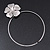 Burn Silver Tone Textured Flower Pendant Choker Necklace - 35cm Length - view 7
