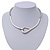 Brushed Silver 'Loop' Choker Necklace With T-Bar Closure - 33cm Length - view 4