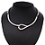 Brushed Silver 'Loop' Choker Necklace With T-Bar Closure - 33cm Length - view 3
