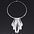 Brushed Silver Long Drops On The Bar Choker Necklace - 38cm Length/ 10cm Front Drop - view 5