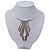 Brushed Silver Long Drops On The Bar Choker Necklace - 38cm Length/ 10cm Front Drop - view 2
