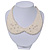 White Simulated Pearl Clear Crystal Felt Peter Pan Collar Necklace In Silver Plating - 28cm Length/ 7cm Extension - view 7