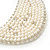 White Simulated Pearl Clear Crystal Felt Peter Pan Collar Necklace In Silver Plating - 28cm Length/ 7cm Extension - view 4