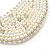 White Simulated Pearl Clear Crystal Felt Peter Pan Collar Necklace In Silver Plating - 28cm Length/ 7cm Extension - view 6