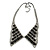 Clear Crystal/ Black Jewelled Peter Pan Collar Necklace In Gun Metal Finish - 36cm Length/ 11cm Extension