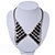Clear Crystal/ Black Jewelled Peter Pan Collar Necklace In Gun Metal Finish - 36cm Length/ 11cm Extension - view 3
