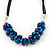 Chameleon Blue Cluster Glass Bead Black Suede Necklace In Silver Plating - 40cm Length/ 7cm Extender - view 2