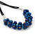 Chameleon Blue Cluster Glass Bead Black Suede Necklace In Silver Plating - 40cm Length/ 7cm Extender - view 3