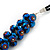 Chameleon Blue Cluster Glass Bead Black Suede Necklace In Silver Plating - 40cm Length/ 7cm Extender - view 4