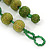 Chunky Grass Green/ Olive Glass Beaded Necklace - 56cm Length - view 3