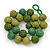 Chunky Grass Green/ Olive Glass Beaded Necklace - 56cm Length - view 5
