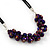 Chameleon Purple Cluster Glass Bead Black Suede Necklace In Silver Plating - 40cm Length/ 7cm Extender - view 5
