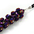 Chameleon Purple Cluster Glass Bead Black Suede Necklace In Silver Plating - 40cm Length/ 7cm Extender - view 4