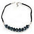 Mirrored Black Cluster Glass Bead Suede Necklace In Silver Plating - 40cm Length/ 7cm Extender - view 3