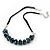 Mirrored Black Cluster Glass Bead Suede Necklace In Silver Plating - 40cm Length/ 7cm Extender