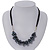 Mirrored Black Cluster Glass Bead Suede Necklace In Silver Plating - 40cm Length/ 7cm Extender - view 2