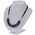 Mirrored Black Cluster Glass Bead Suede Necklace In Silver Plating - 40cm Length/ 7cm Extender - view 6