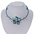 Light Blue Shell Flower Flex Wire Choker Necklace - Adjustable - view 2