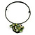 Dark Green/Olive Green Shell Flower Flex Wire Choker Necklace - Adjustable