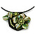 Dark Green/Olive Green Shell Flower Flex Wire Choker Necklace - Adjustable - view 2