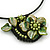 Dark Green/Olive Green Shell Flower Flex Wire Choker Necklace - Adjustable - view 3
