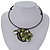 Dark Green/Olive Green Shell Flower Flex Wire Choker Necklace - Adjustable - view 4