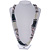 Long Multistrand White/Lavender/Peacock Glass Bead Necklace - 92cm Length - view 5