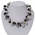 Black/Metallic/Grey Bead Cluster Choker Necklace - 38cm Length/ 5cm Extension - view 2