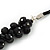 Black Cluster Glass Bead Suede Necklace In Silver Plating - 40cm Length/ 7cm Extender - view 6