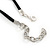 Black Cluster Glass Bead Suede Necklace In Silver Plating - 40cm Length/ 7cm Extender - view 4