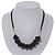 Black Cluster Glass Bead Suede Necklace In Silver Plating - 40cm Length/ 7cm Extender - view 3