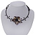 Black/Grey Shell Flower Flex Wire Choker Necklace - Adjustable - view 3