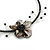 Black/Grey Shell Flower Flex Wire Choker Necklace - Adjustable - view 4
