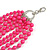 Long Layered Fuchsia Acrylic Bead Necklace In Silver Plating - 112cm Length/ 5cm Extension - view 3