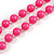 Long Layered Fuchsia Acrylic Bead Necklace In Silver Plating - 112cm Length/ 5cm Extension - view 5
