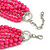 Long Layered Fuchsia Acrylic Bead Necklace In Silver Plating - 112cm Length/ 5cm Extension - view 6