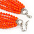 Long Layered Orange Acrylic Bead Necklace In Silver Plating - 112cm Length/ 5cm Extension - view 6