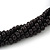 Black Glass Bead Multistrand Twisted Choker Necklace In Silver Plated Finish - 36cm Length/ 5cm Extension - view 3
