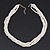 White Glass Bead Multistrand Twisted Choker Necklace In Silver Plated Finish - 36cm Length/ 5cm Extension - view 7