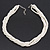 White Glass Bead Multistrand Twisted Choker Necklace In Silver Plated Finish - 36cm Length/ 5cm Extension - view 6