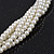 White Glass Bead Multistrand Twisted Choker Necklace In Silver Plated Finish - 36cm Length/ 5cm Extension - view 3
