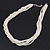 White Glass Bead Multistrand Twisted Choker Necklace In Silver Plated Finish - 36cm Length/ 5cm Extension - view 9
