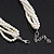White Glass Bead Multistrand Twisted Choker Necklace In Silver Plated Finish - 36cm Length/ 5cm Extension - view 5
