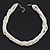 White Glass Bead Multistrand Twisted Choker Necklace In Silver Plated Finish - 36cm Length/ 5cm Extension - view 8