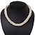White Glass Bead Multistrand Twisted Choker Necklace In Silver Plated Finish - 36cm Length/ 5cm Extension - view 2