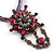 Violet/Purple Statement Diamante Charm Pendant Cord Necklace In Bronze Metal - 38cm Length/ 7cm Extension - view 4