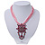 Pink Statement Diamante Charm Pendant Cord Necklace In Bronze Metal - 38cm Length/ 7cm Extension - view 2